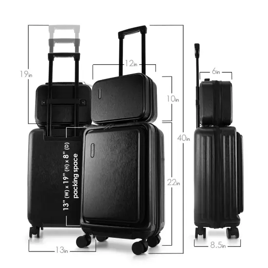 TravelArim 20 Inch Carry On Luggage with Luggage Scale Black {6}