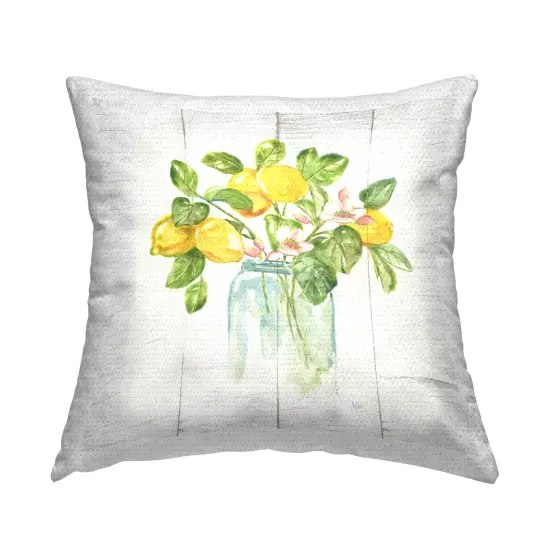 Lemon Tree Flowers Design by Nan Outdoor Printed Pillow  {1}