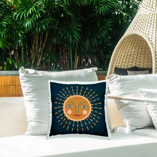 Boho Smile Sun Outdoor Printed Pillow Design by Carrie Cantwell, 18 x 7 x 18 {2}
