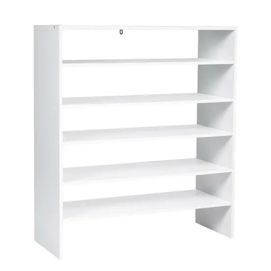 3 Pieces 31-Inch Stackable Multi-Shape Shoe Rack White {5}