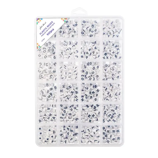 John Bead Assorted Plastic Alphabet Jewelry Making Beads Box Round Alphabet {4}