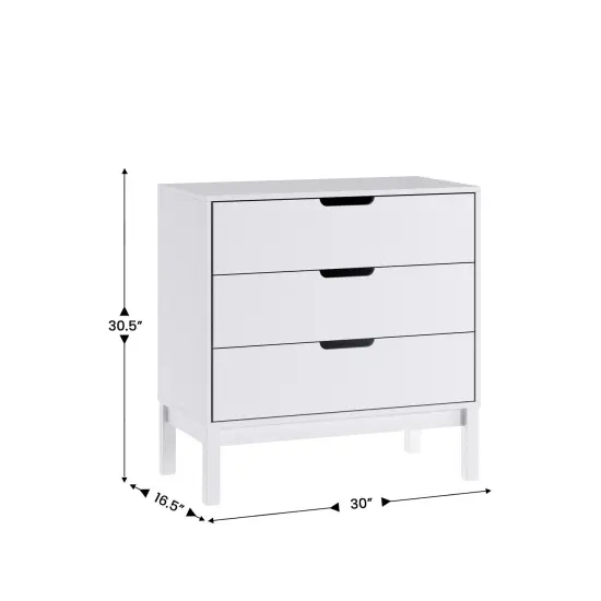 Emma and Oliver Samuel Kids Triple-Drawer Dresser with Solid Wood Frame, Chest of Drawers for Kids Bedroom Gray {10}