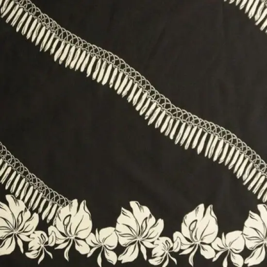 1 Yard Hibiscus Buds Single Border Poly Cotton Fabric Floral Design 45 Inch Width White {5}