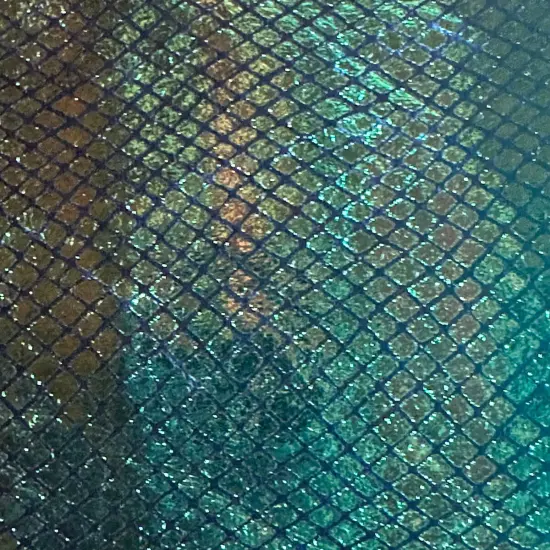 1 Yard Foiled Diamond Snake Velvet Fabric Polyester Spandex for Dancewear, Costumes & Crafts 60" Wide Green Teal {1}