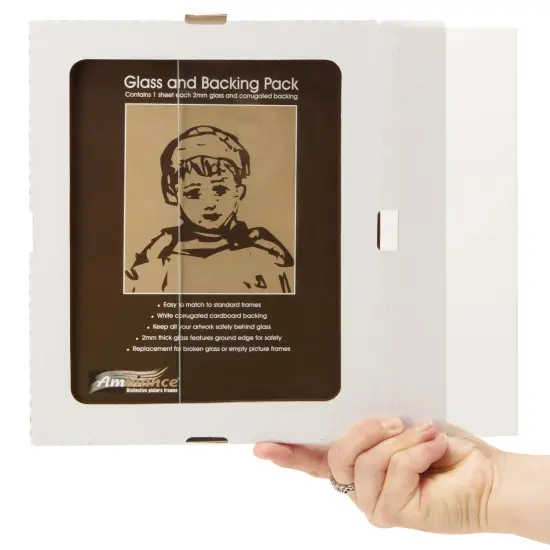 Ambiance Break-Resistant Picture Frame Glass and Backing, 24x24" Pack of 6, for Replacement or Empty Frames, 2mm Thick, Rounded Edges for Safe Handling, White Corrugated Cardboard {7}