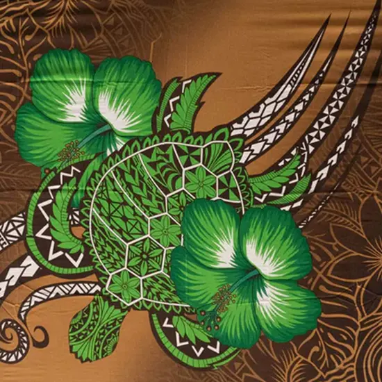 Hibiscus Turtle Tribal Assortment Polyester Sarong 72" L x 45" W Brown {1}