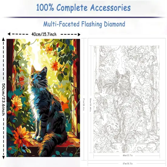 Window Cat Paint by Numbers Kit - 16x20 Inch {2}