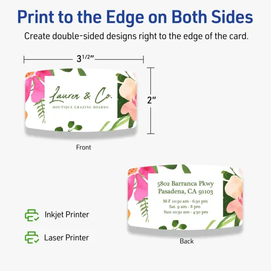 Avery Printable Arched Rectangle Business Cards, Sure Feed Technology, 2" x 3-1/2", Matte White Cardstock, Print-to-The-Edge, Laser/Inkjet Printable, 80 Total {12}