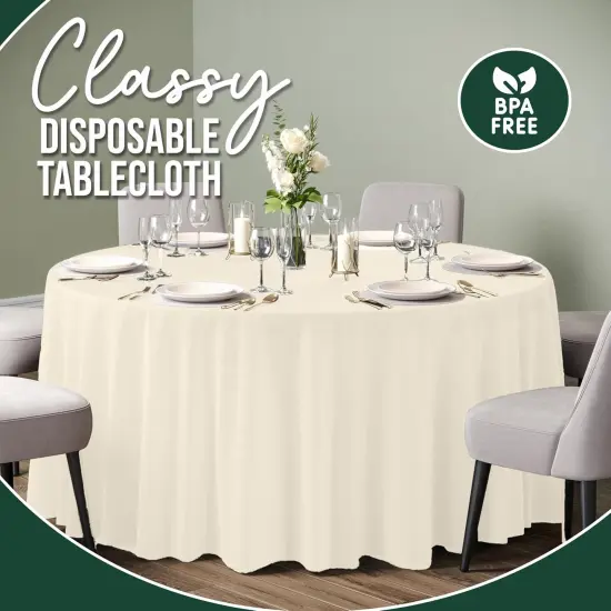 Bulk Pack Plastic Table Cloth - 120 Inch Round Disposable Tablecloth for Parties - Round Tablecloth - Disposable Table Cloths for Parties-Exquisite Party Solids {3}