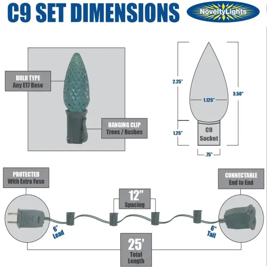 Clear Christmas String Light Set - 25 Foot (C9) {4}