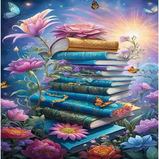 Diamond Painting Kits for Adults Book Flower, Round Full Drill Diamond Art Kits,12&times;16Inch {1}