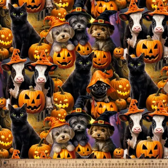  Halloween Friends Cotton Fabric| By the Yard | Sewing and Crafting | 44 inches wide {2}
