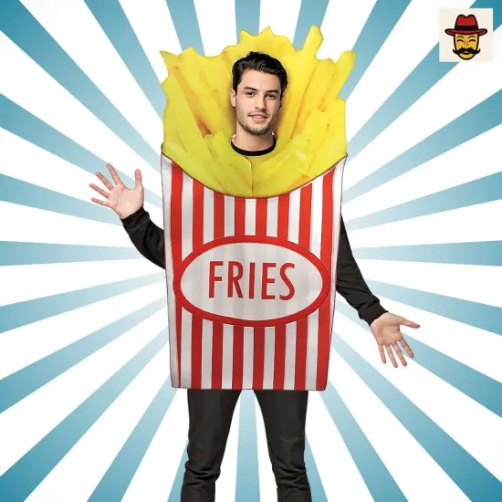 6 Feets French Fries Adult Costume Funny Food Tunic Outfit {3}