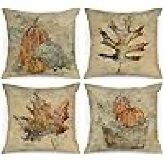 Watercolor Pumpkin Maple Leaves Decorative {1}