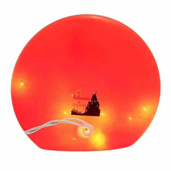 Stony Creek 7.0 Inch HalloweenPre-Lit Round Orb Sm Halloween Lighted Glass Accent , Halloween Decor Jack-O-Lantern STRIPES {2}