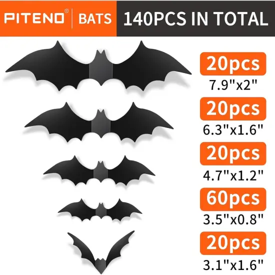 140Pcs Bats Halloween Decorations {2}