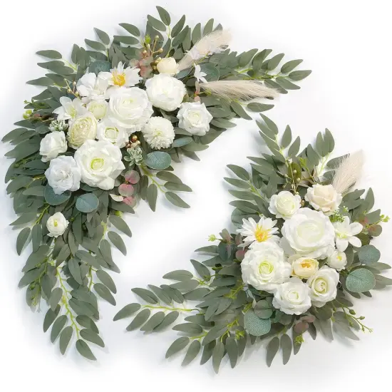 Pack of 2 -Artificial Wedding Arch Flowers Kit (Cream & Champagne) {1}