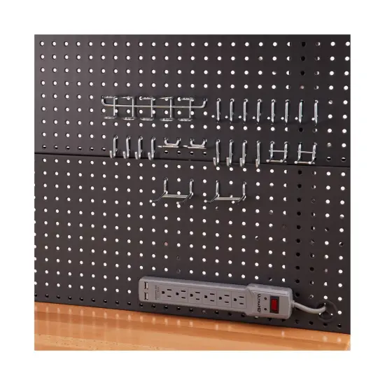 Seville Classics UltraHD Lighted Workcenter w/ Wood Top and Pegboard White {11}