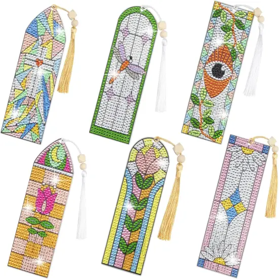 6 PCS 5D Diamond Painting Bookmarks Kits {1}