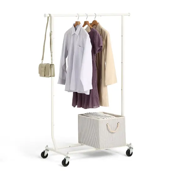 Heavy Duty Rolling Garment Rack White {3}