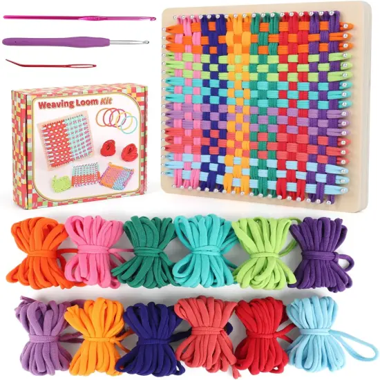 Weaving Wooden Potholder Loom Kit with 192 Weaving Loops {1}