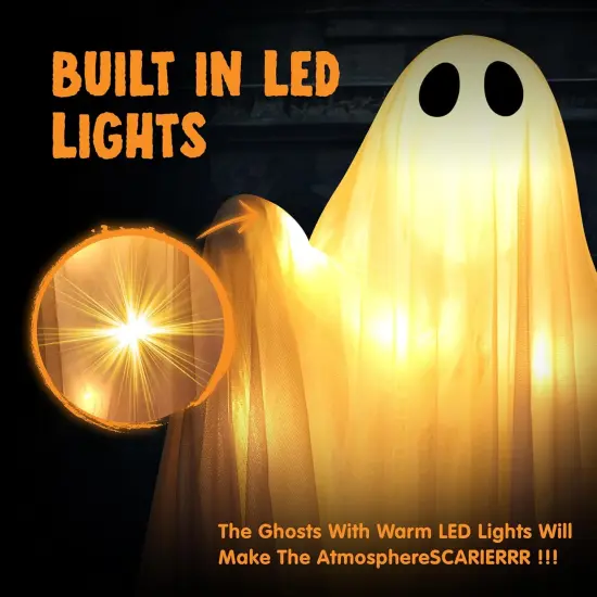 2 Pcs 47&rdquo; Halloween Light up Hanging Ghost Decoration {3}