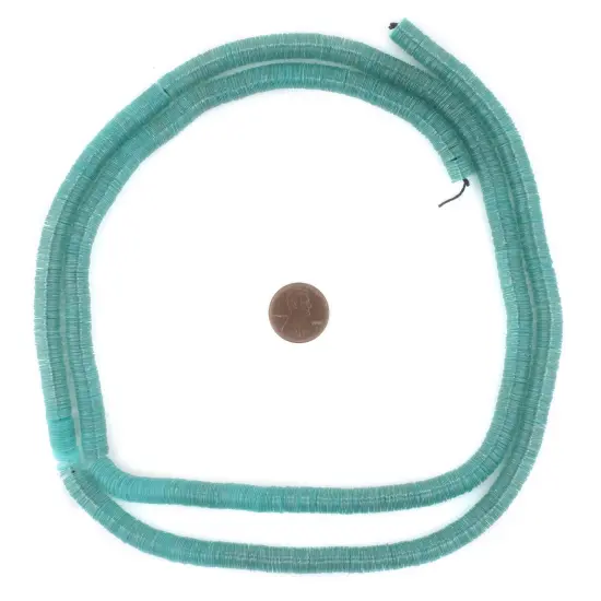 The Bead Chest Translucent Aqua Vinyl Phono Record Beads (8mm) {2}