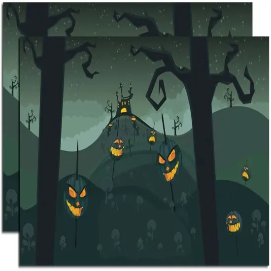 Halloween Spooky Pumpkins Backdrop - 20 Inch - Set Of 2 {1}