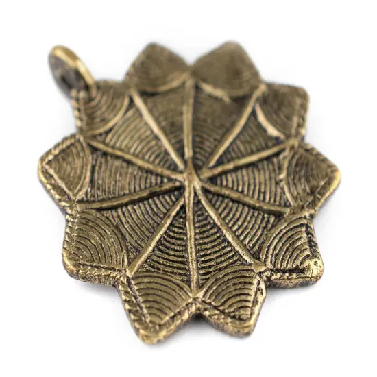 The Bead Chest Dark Brass 10-Point Baule Star Pendant (41x47mm): African Tribal Metal Pendant for DIY Jewelry and Necklace {3}