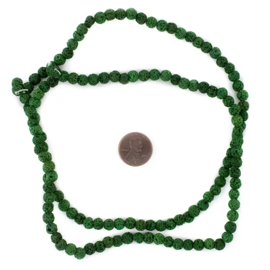 The Bead Chest Green Volcanic Lava Beads (6mm) {2}