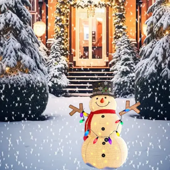 Holiday LED Snowman Display with Top Hat and Scarf Indoor Outdoor Use 45 x 28 x 60 in {1}