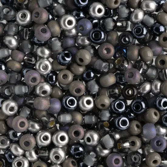 John Bead 6/0 Mixed Czech Glass Seed Beads, 100g Steel Grey Mix {1}