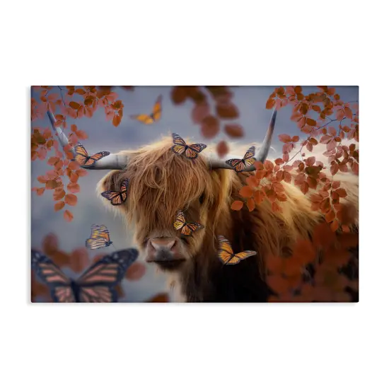 Stupell Industries Monarch Butterflies & Cattle Canvas Wall Art Design by Reinders {1}