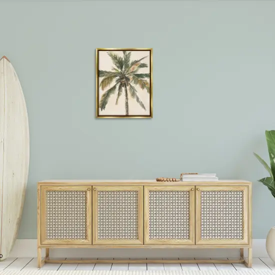 Stupell Industries Palm Tree on Beige Framed Floater Canvas Wall Art Design by Ethan Harper {2}