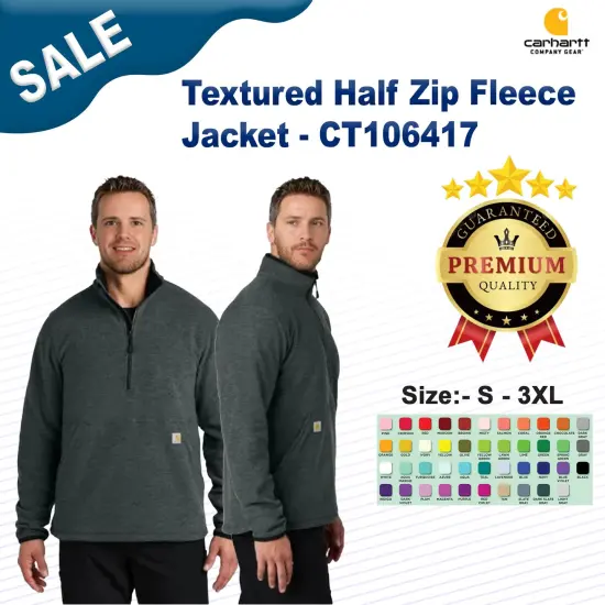 Carhartt&reg; Textured Half Zip Fleece Jacket Heather Grey {2}