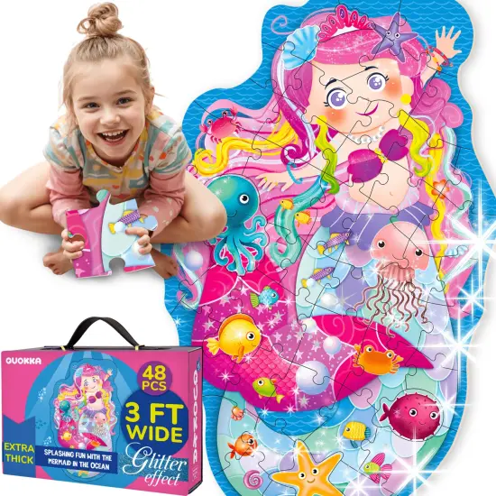 2x3 FT Glitter Giant Floor Puzzles for Kids | Mermaid {1}