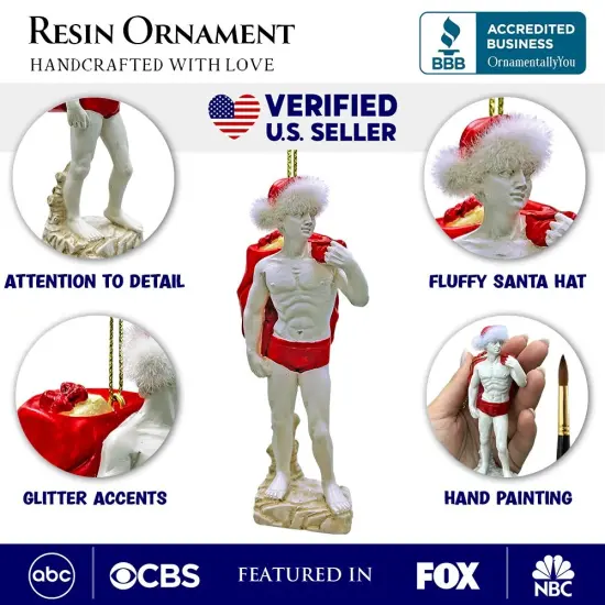 Festive Statue of David Ornament, Unique Italian Renaissance and Michelangelo Decor {3}