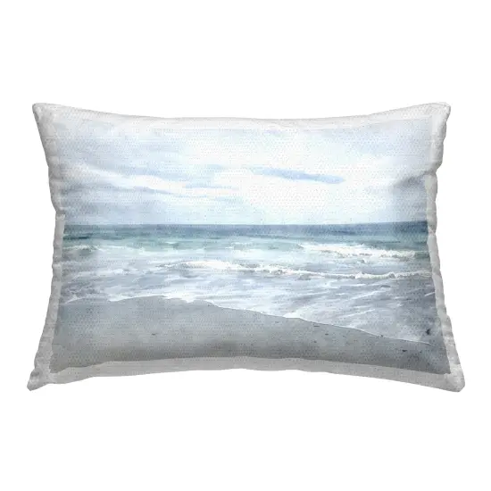 Serene Overcast Beach Outdoor Printed Pillow Design by Christine Zalewski, 14 x 7 x 20 {1}