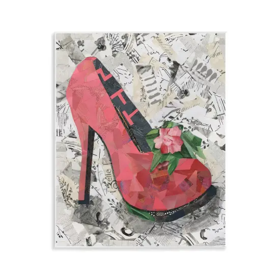 Stupell Industries Collaged Pink Heel Wall Plaque Art Design by Coco Good {1}