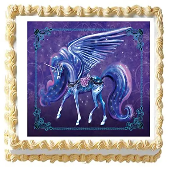 Unicorn Midnight Edible Icing Image Cake Topper (1/4 Sheet) {1}