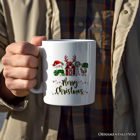 Farm Buffalo Plaid Christmas Mug, Farmhouse Gift {2}