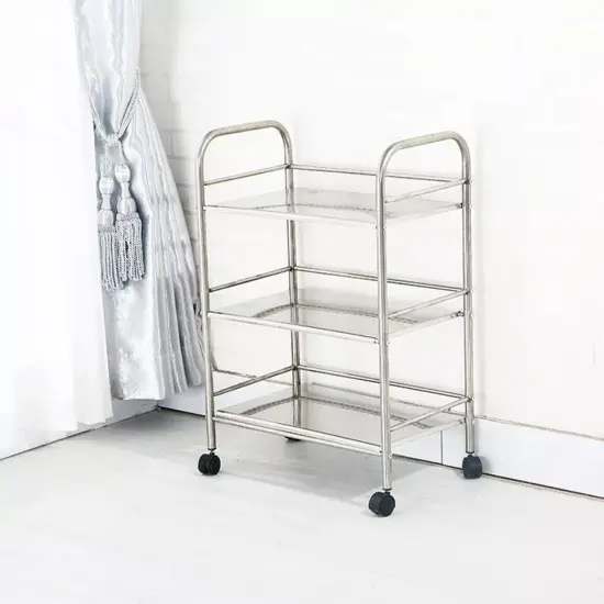 3 Tier Rolling Storage Rack Cart Kitchen Utility Cart Organizer Stand + 4 Wheels {4}
