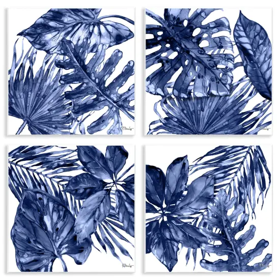 Stupell Industries Blue Hued Palm Fronds 4 pc Wall Plaque Art Set Design by Paul Brent {1}