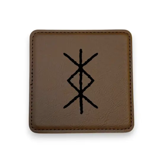 Coaster - Viking Protection Rune - SET OF 2 - Leather or Stitched Cork Stitched Cork/Black {2}