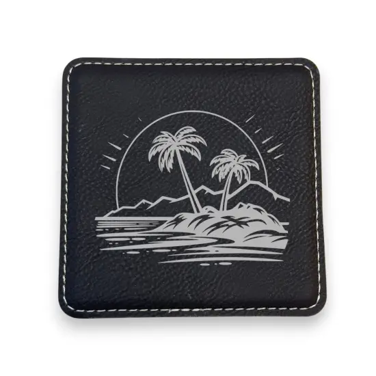 Coaster - Hawaii Beach - SET OF 2 - Leather or Stitched Cork Dark Brown/Black {3}