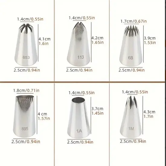Stainless Steel Piping Nozzle Set 6 PC {3}