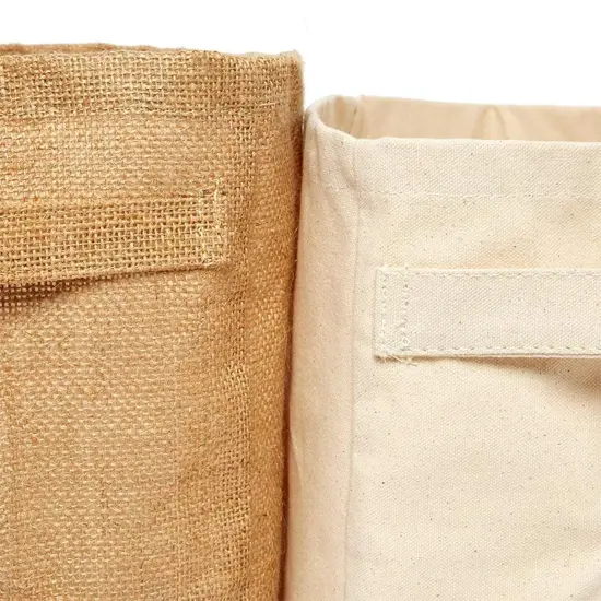 Burlap/Canvas Storage Basket 9" x 9" x 7" Versatile and Durable {7}