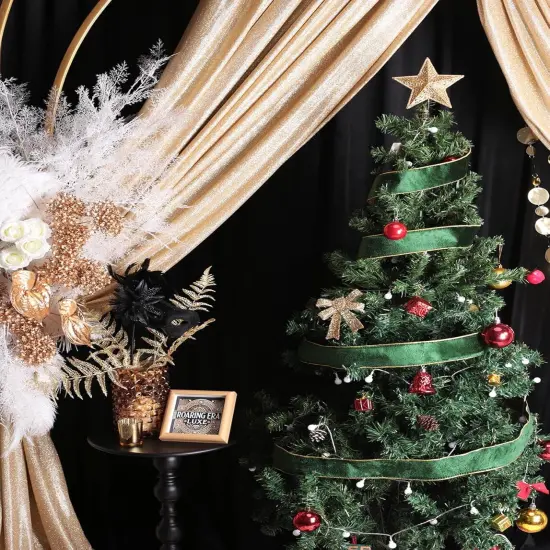 Purple Wide Velvet Ribbon Wired for Christmas Tree, Garland, Wreath, 2.5 Inch 5 Yards {4}