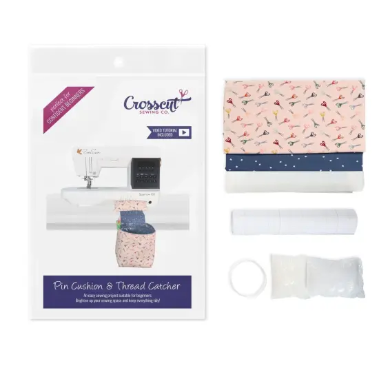 Crosscut Sewing Co.&reg; Pin Cushion & Thread Catcher Sewing Project Kit for Beginners with Fabric, Instructions and Video Scissors {1}