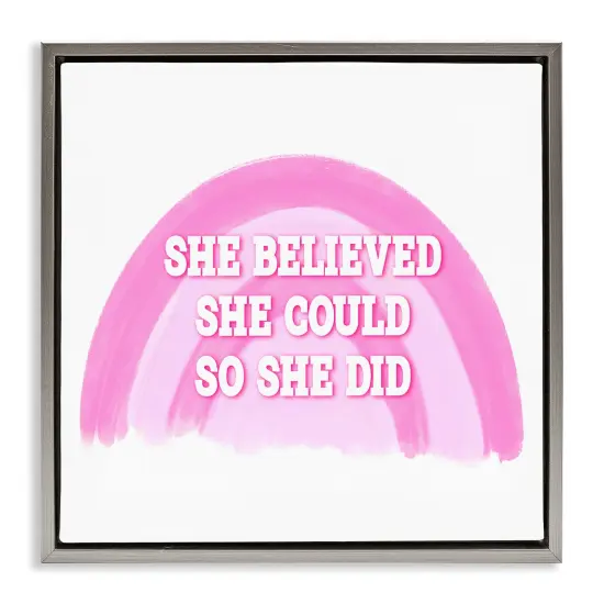 Stupell Industries Believed She Could Framed Floater Canvas Wall Art Design by Amber Clarkson {1}